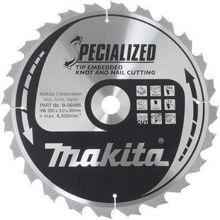 Диск пиляльний по дереву 355х30 мм 24T Makita Makblade Plus qulet cutting B-09385 B-09385 фото