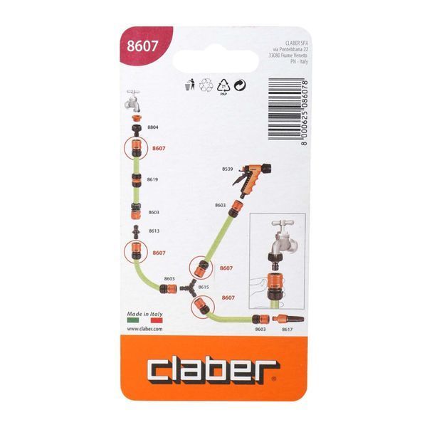 Конектор для поливального шлангу 1/2" з системою "Aquastop" Claber 8607 81849 фото