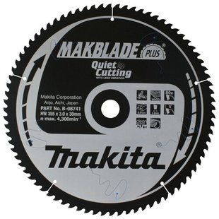 Диск пиляльний по дереву 355х30 мм 80T Makita Makblade Plus B-08741 B-08741 фото