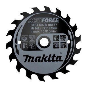 Диск пиляльний по дереву 140х15.88 мм 18T Makita Makforce B-08137 B-08137 фото
