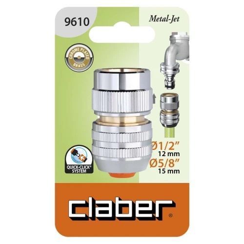Коннектор для поливочного шланга 1/2"-5/8" с системой "Aquastop" Claber Metal-Jet 9610 82951 фото