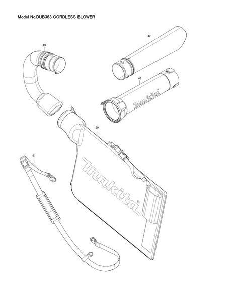 Трубка всмоктуюча для повітродува Makita DUB363 (459800-9) 459800-9 фото