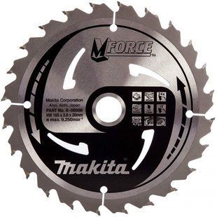 Диск пиляльний по дереву 165х20 мм 24T Makita M-Force B-08006 B-08006 фото
