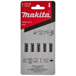 Набор полотен HCS для лобзика по дереву 100 мм Makita D-72718 (5 шт) D-72718 фото