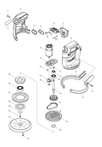 Шліфмашина ексцентрикова акумуляторна Makita DBO180Z (125 мм, 7000-1100 хв-1, LXT, без акумуляторів та зарядного пристрою) DBO180Z фото