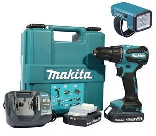 Шурупокрут акумуляторний з ударним режимом Makita DHP490WVE та ліхтар Makita DML186 (65 Нм, 1.5-13 мм, BL, LXT Basic) DHP490WVE_BEO1 фото