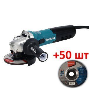 Шліфмашина кутова мережева Makita GA5092X01 з набором шліфувальниї кругів Makita D-74491 (125 мм, 1900 Вт, 11500 об/хв, SJSII, AFT) SET-GA5092X01-0424 фото