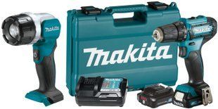 Шурупокрут акумуляторний Makita DF333DWAE з ліхтарем Makita ML106 (30 Нм, 0.8-10 мм, CXT) DF333DWAE_ML106 фото