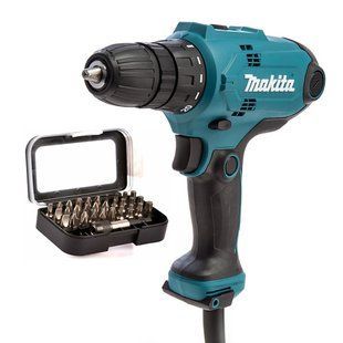 Шурупокрут мережевий Makita DF0300 з набором біт Makita D-30667 (56 Нм, 0.8-10 мм, 320 Вт) DF0300_BEO1 фото