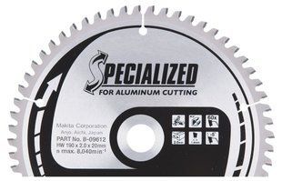 Диск пильный для алюминия 190х20 мм 60T Makita Specialized for aluminum cutting B-09612 B-09612 фото