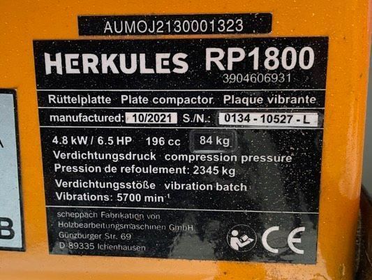 Віброплита з підложкою Scheppach Herkules RP1800 3904606931 фото
