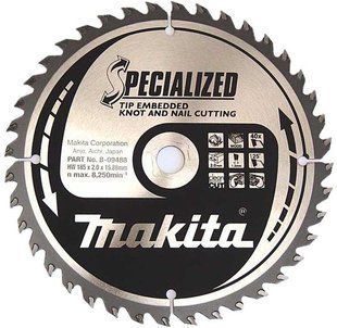 Диск пиляльний по дереву 185х15.88 мм 40T Makita Makblade Plus qulet cutting B-09488 B-09488 фото