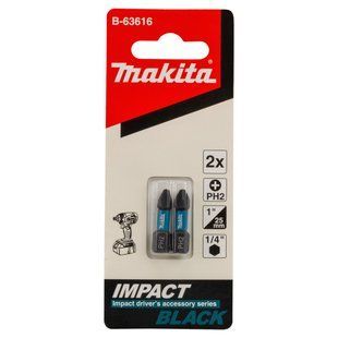 Биты торсионные PH2 25 мм Makita Impact Black B-63616 (2 шт) B-63616 фото
