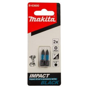 Биты торсионные PH1 25 мм Makita Impact Black B-63600 (2 шт) B-63600 фото