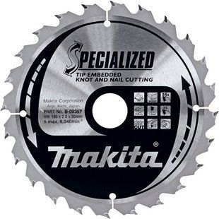 Диск пиляльний по дереву 190х30 мм 16T Makita Makblade Plus qulet cutting B-09357 B-09357 фото