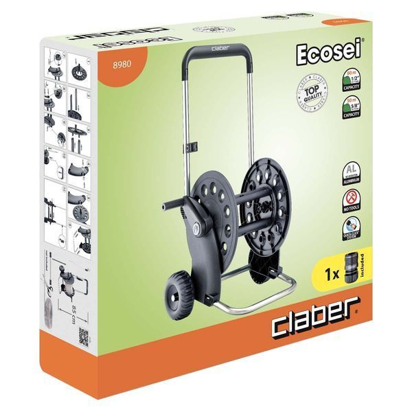 Тележка для поливочного шланга Claber ECOSEI 8980 (1/2" - 60 м) 79769 фото