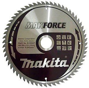 Диск пильный по дереву 230х30 мм 60T Makita Makforce B-08567 B-08567 фото