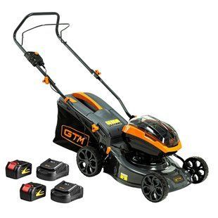Газонокосилка аккумуляторная GTM BLM42 KIT (42 см, 25-75 мм, 45 л, BL, 18+18 В, комплект) 83836 фото