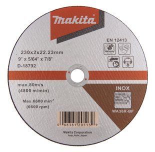 Диск відрізний для нержавіючої сталі 230 х 2.0 мм WA36R-BF Makita D-18792 D-18792 фото